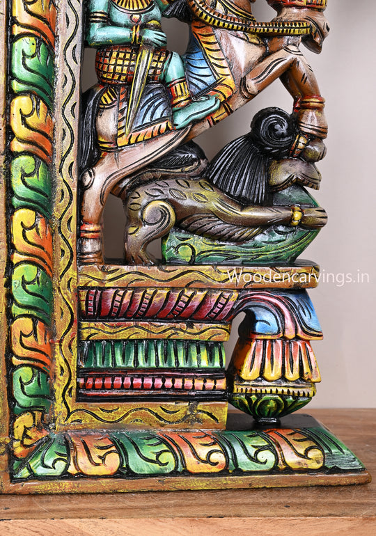 Man Riding on Horse With Yaazhi Bodhil Designed Handmade Beautiful Art Work With Coloured Finishing 24"