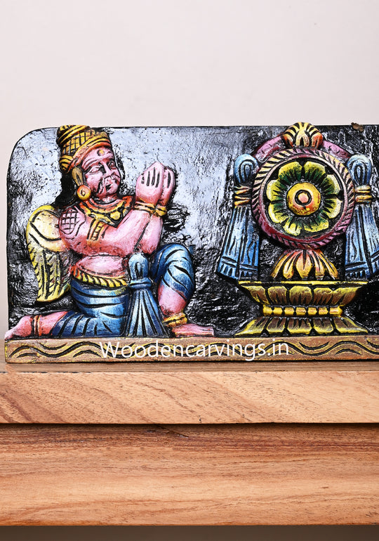 Horizontal Multicoloured Lord Balaji Thirunamam With Conch and chakra, Hanuman, Garuda Wall Panel 24.5"