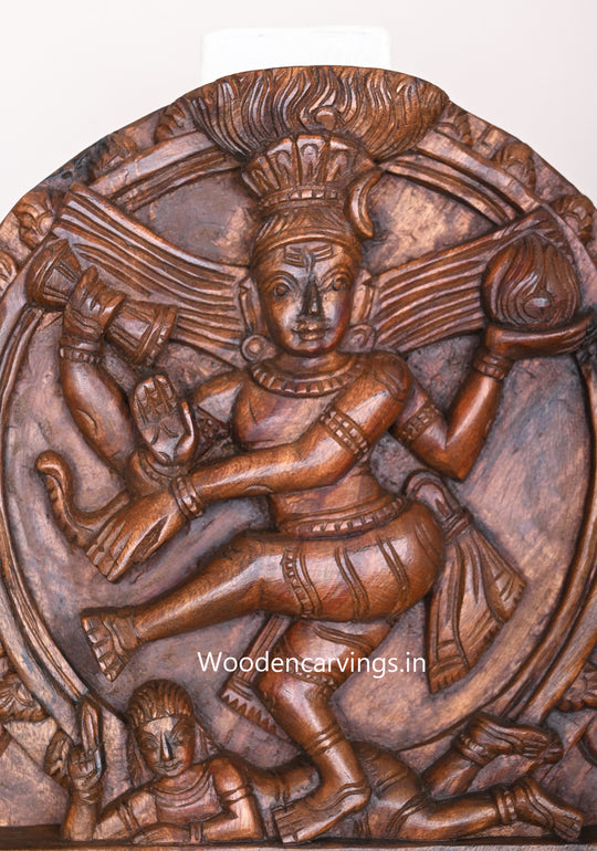 Light Weight Lord Nataraja Hooks Fixed Beautiful Home Entrance Wooden Wax Brown Beautiful Wall Mount 12"