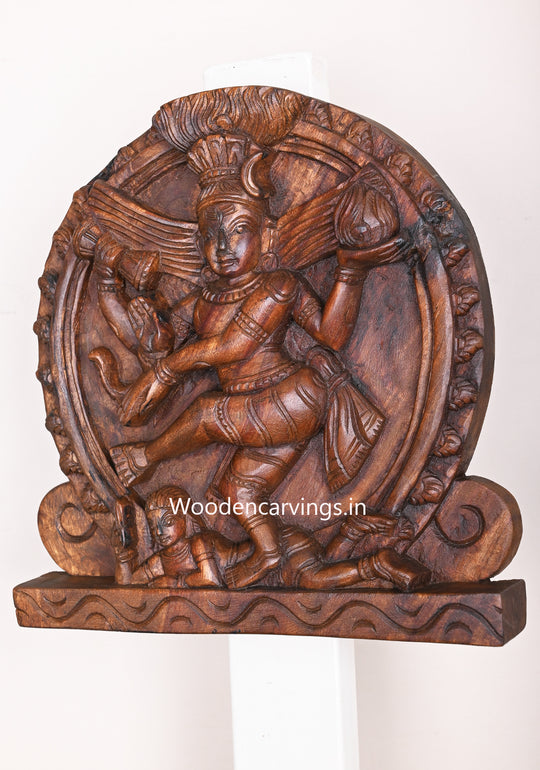 Light Weight Lord Nataraja Hooks Fixed Beautiful Home Entrance Wooden Wax Brown Beautiful Wall Mount 12"