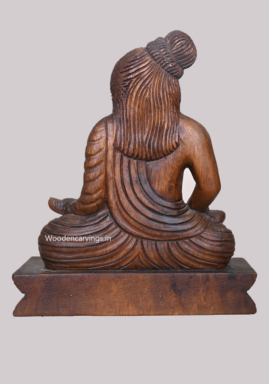 Dheivappulavar Thiruvalluvar Holding Olaichuvadi Wooden Handcrafted Showpiece Wax Brown Sculpture 11.5"