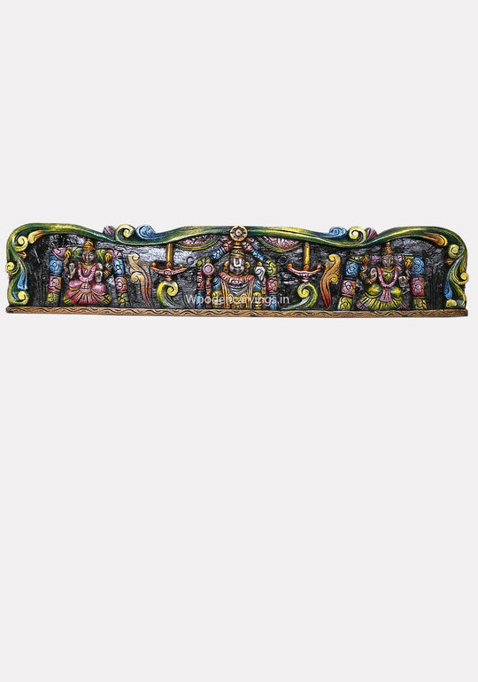 Horizontal Vishnu Balaji With Alamelu Padmavathi and Goddess Lakshmi Horizontal Coloured Wall Panel 36"