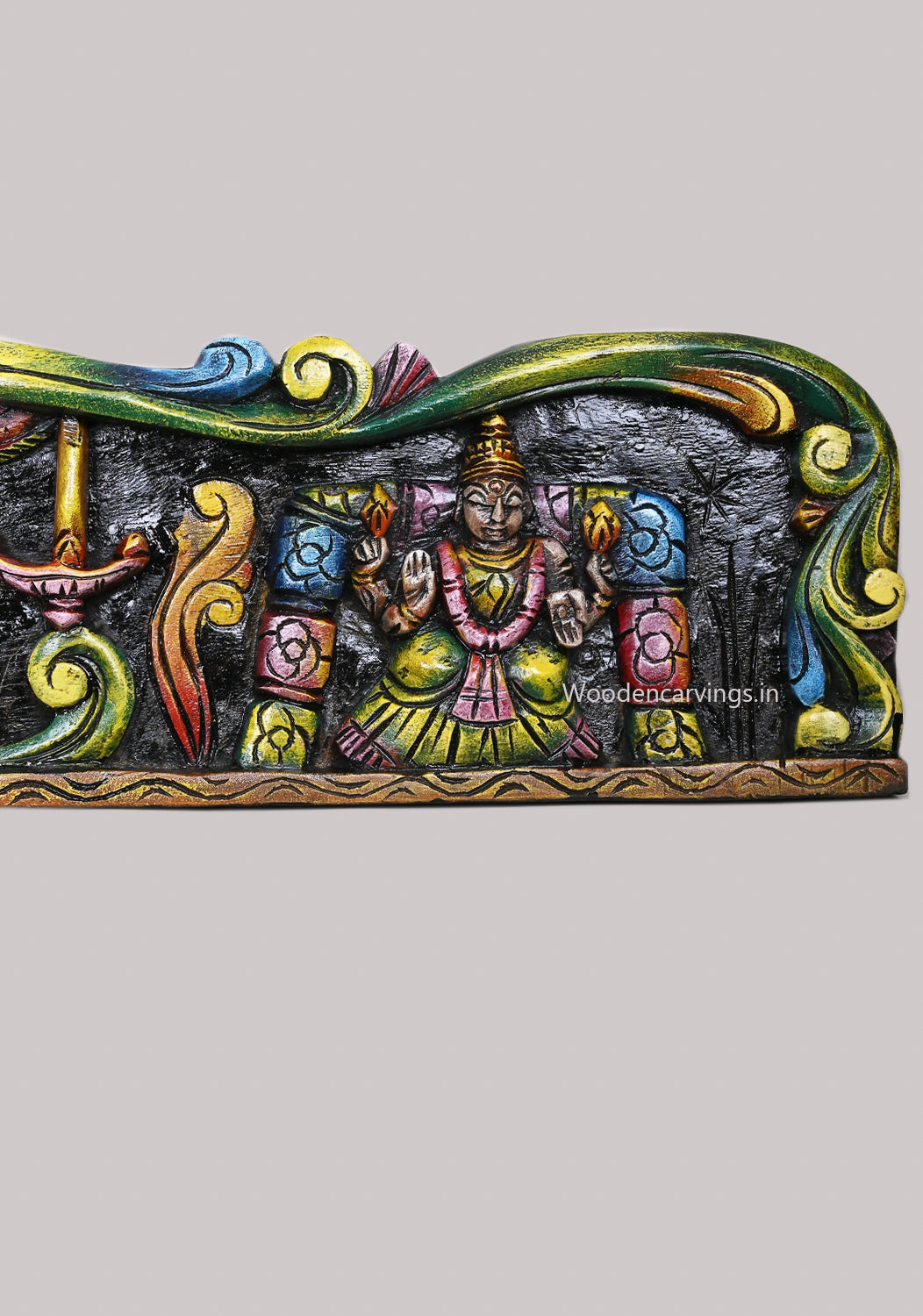 Horizontal Vishnu Balaji With Alamelu Padmavathi and Goddess Lakshmi Horizontal Coloured Wall Panel 36"