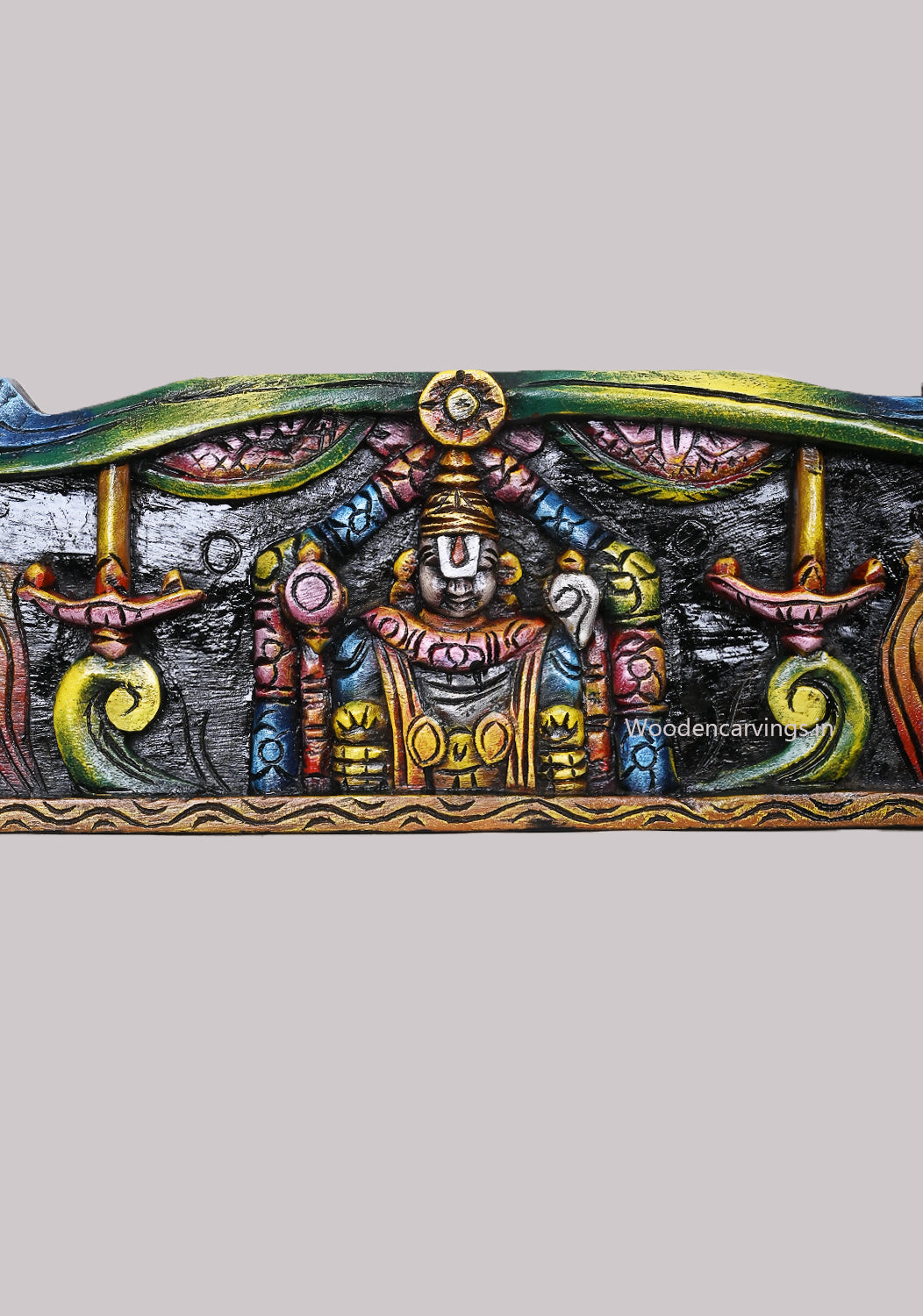 Horizontal Vishnu Balaji With Alamelu Padmavathi and Goddess Lakshmi Horizontal Coloured Wall Panel 36"