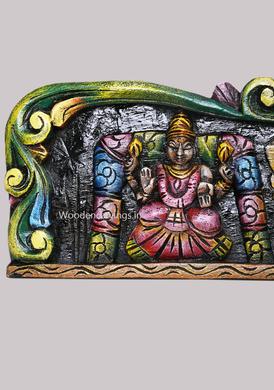 Horizontal Vishnu Balaji With Alamelu Padmavathi and Goddess Lakshmi Horizontal Coloured Wall Panel 36"