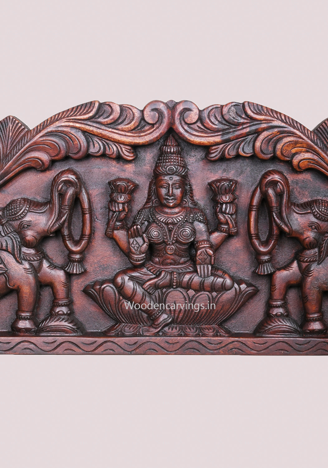 Mahadevi Goddess Gaja Lakshmi Seated on Lotus With Standing Bird Annapakshi Wall Panel 35.5"
