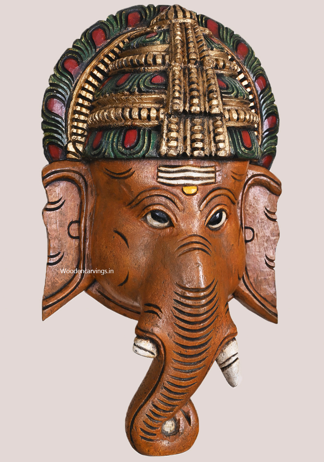 Hanging Backside Plain Ganesha Murthi Home Decoration Beautiful Handcrafted Wooden Wall Mount 18"