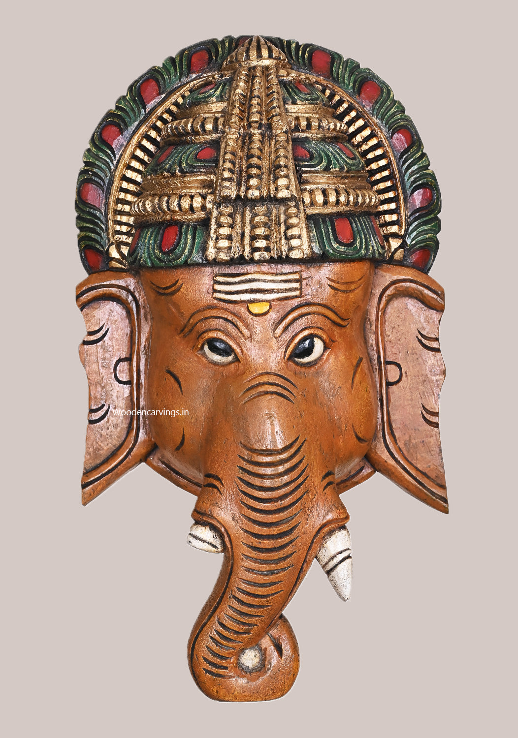 Hanging Backside Plain Ganesha Murthi Home Decoration Beautiful Handcrafted Wooden Wall Mount 18"