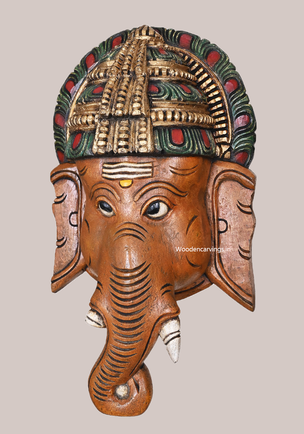 Hanging Backside Plain Ganesha Murthi Home Decoration Beautiful Handcrafted Wooden Wall Mount 18"