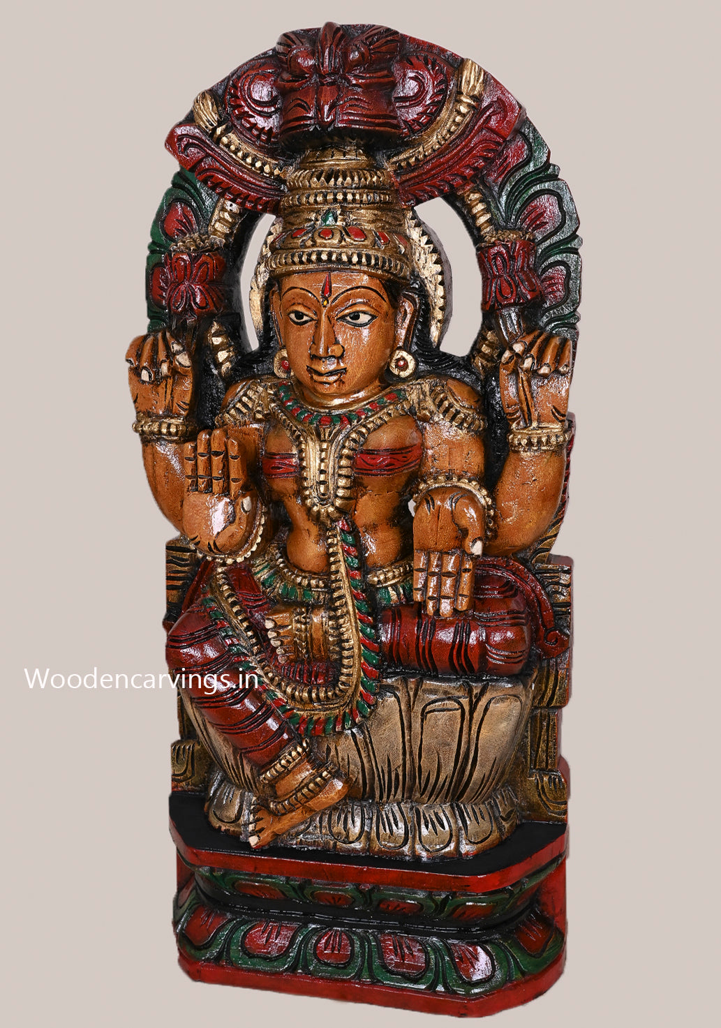 Goddess Sivagami MahaLakshmi Arch Design Pooja Wall Decor Hooks Fixed Multicoloured Wall Mount 24"