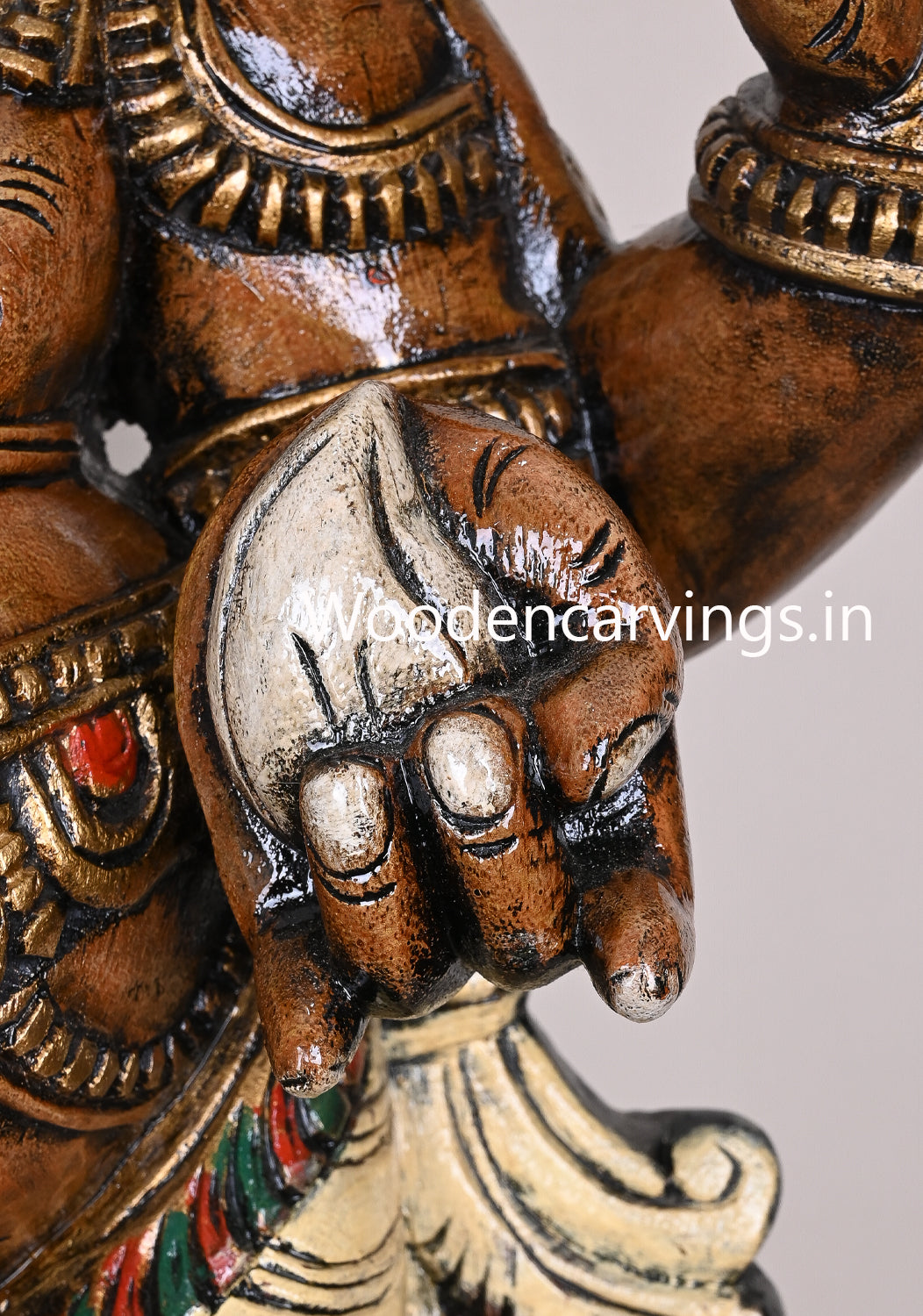 Dancing Big Mushak Belly Ganapathy Holding White Mothak Handcrafted Coloured Showpiece Sculpture 41"