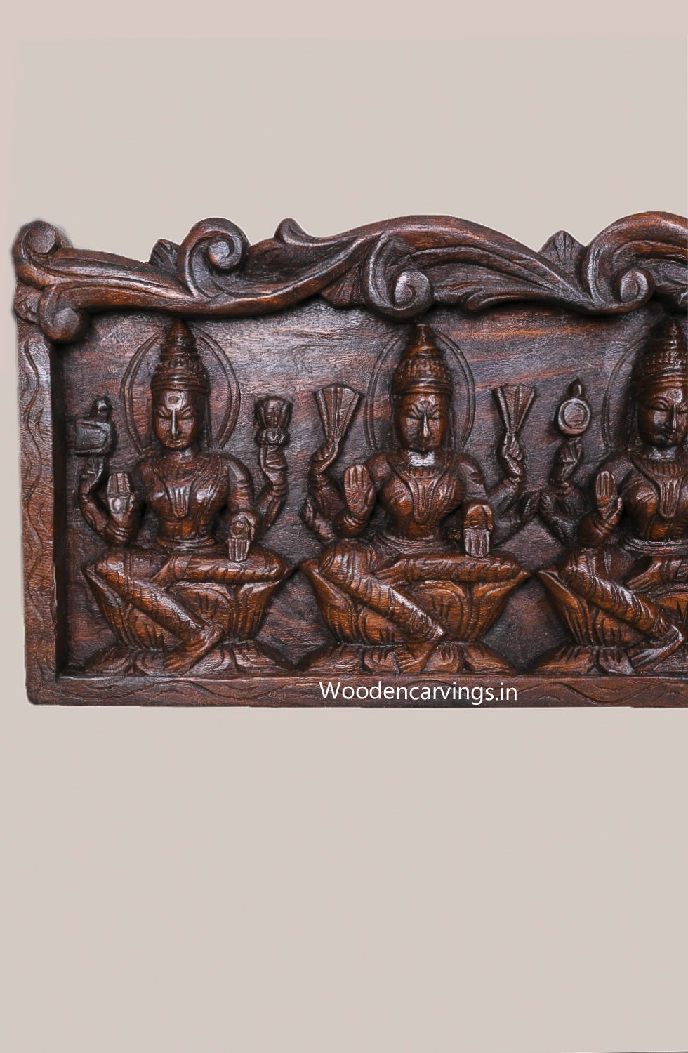 Horizontal Maha Lakshmi's Eight Forms of Goddess AstaLakshmi Home Decoration Fine Quality Wood Wall Panel 48"