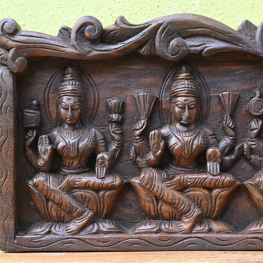 Ashtalakshmi Wood Carving Panel: Divine Blessings from eight forms of Lakshmi 48"