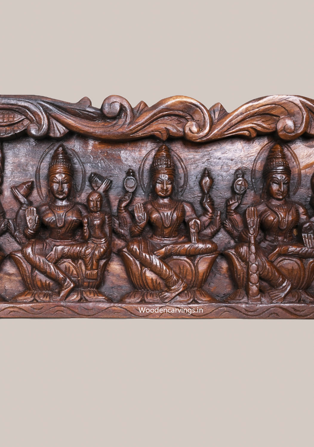 Horizontal Maha Lakshmi's Eight Forms of Goddess AstaLakshmi Home Decoration Fine Quality Wood Wall Panel 48"