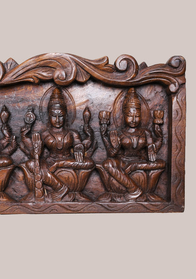 Horizontal Maha Lakshmi's Eight Forms of Goddess AstaLakshmi Home Decoration Fine Quality Wood Wall Panel 48"