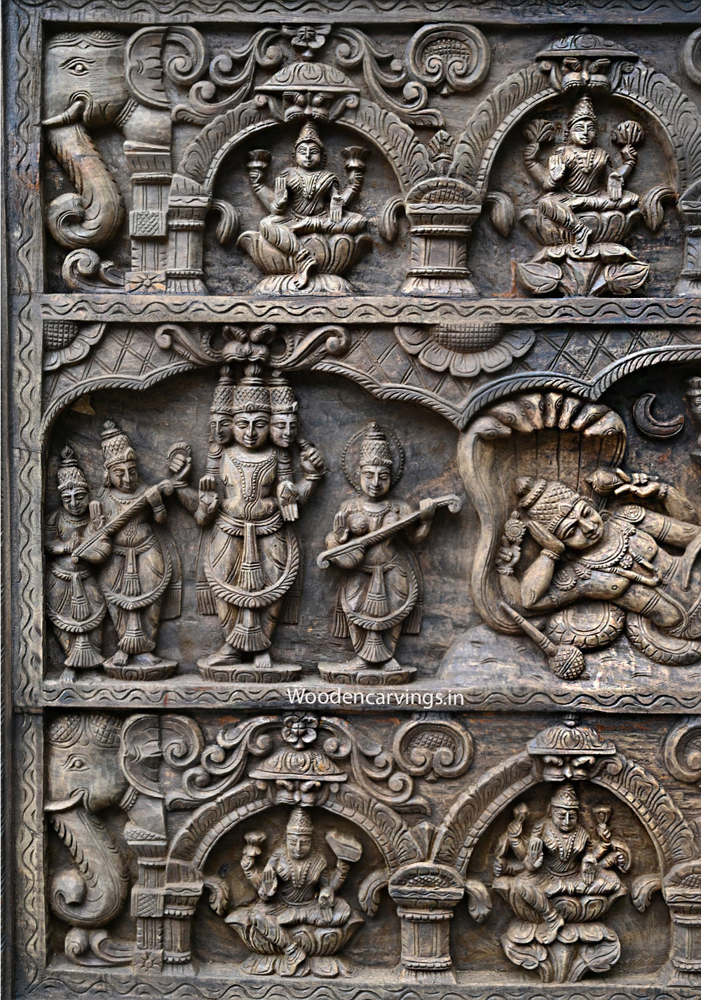 The Eight Wealth Forms of Goddess Astalakshmi and RanganathaSwamy Exquisite Square Shaped Wall Panel 59"