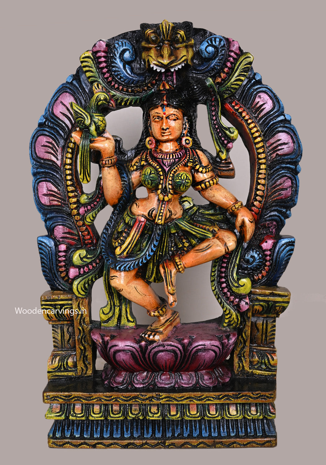 Prabhavali Beauty Light Weight Colourful Wooden Handcrafted Dancing Apsara Wall Decor Wooden Wall Mount 21"