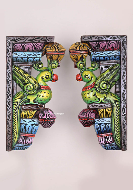 Unique Designed Realistic Green Parrot Brackets For Wall Hanging Beautiful Wall Brackets 18"