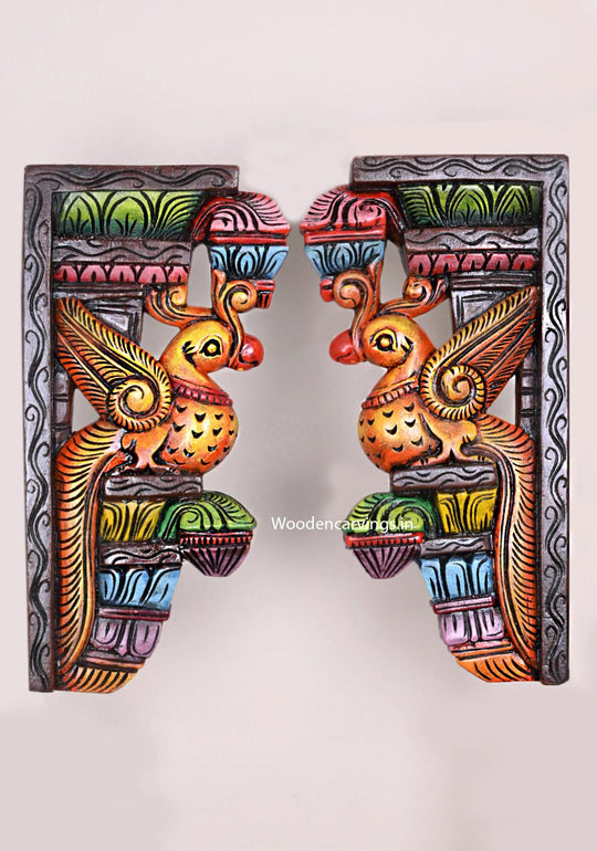 Colourful Natural Look Realistic Wooden Vaagai Wood Wall Decoration Light Weight Wall Brackets 18"