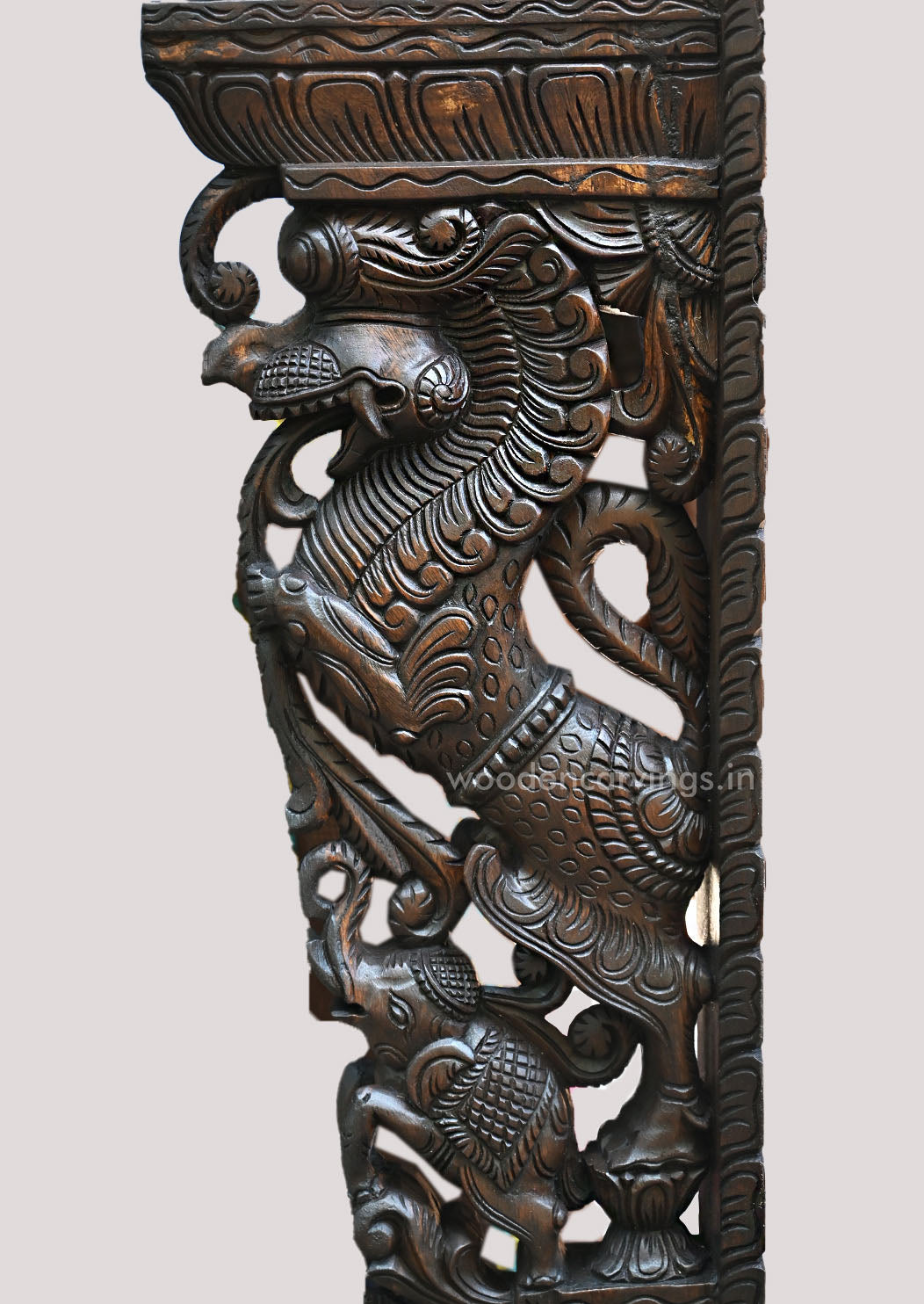 Wooden Decorative Wall Decor Paired Ancient Animal Yaazhi Standing Wall Decor Wall Brackets 46"