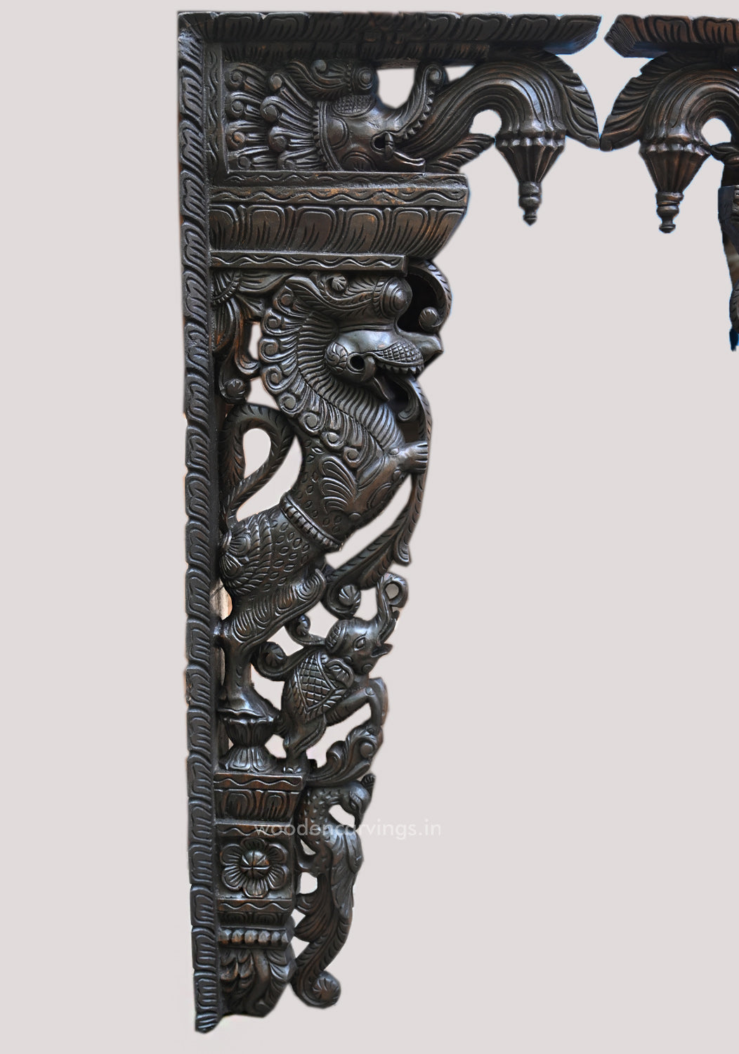 Wooden Decorative Wall Decor Paired Ancient Animal Yaazhi Standing Wall Decor Wall Brackets 46"