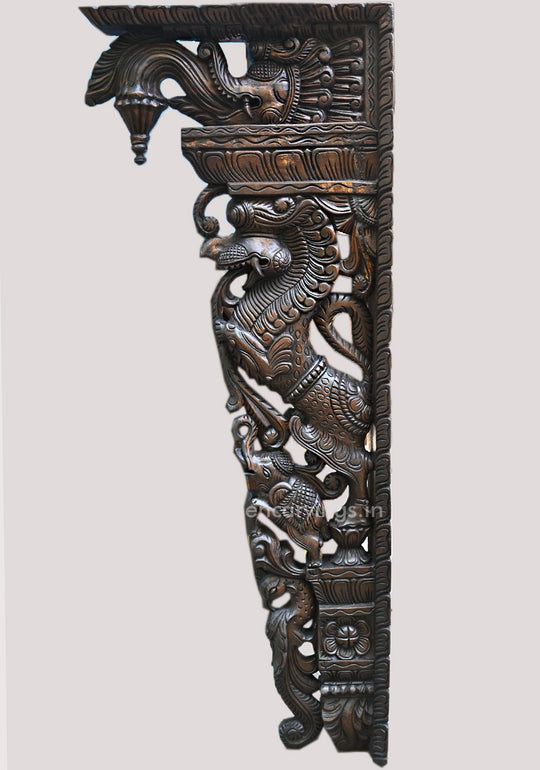 Wooden Decorative Wall Decor Paired Ancient Animal Yaazhi Standing Wall Decor Wall Brackets 46"