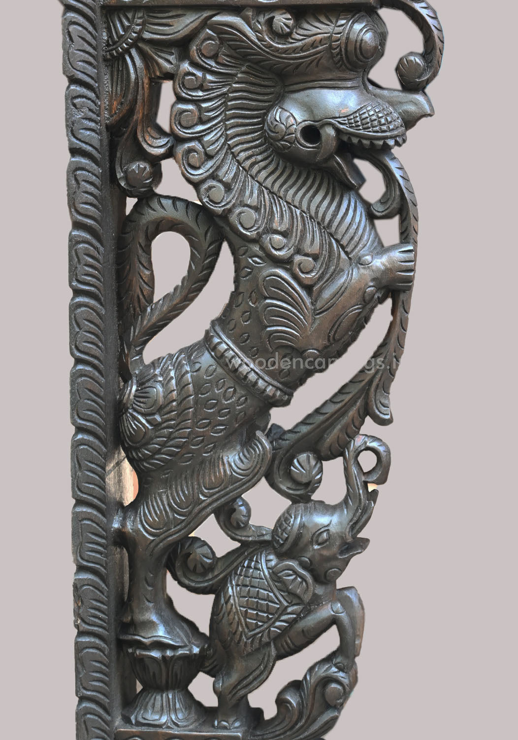 Wooden Decorative Wall Decor Paired Ancient Animal Yaazhi Standing Wall Decor Wall Brackets 46"