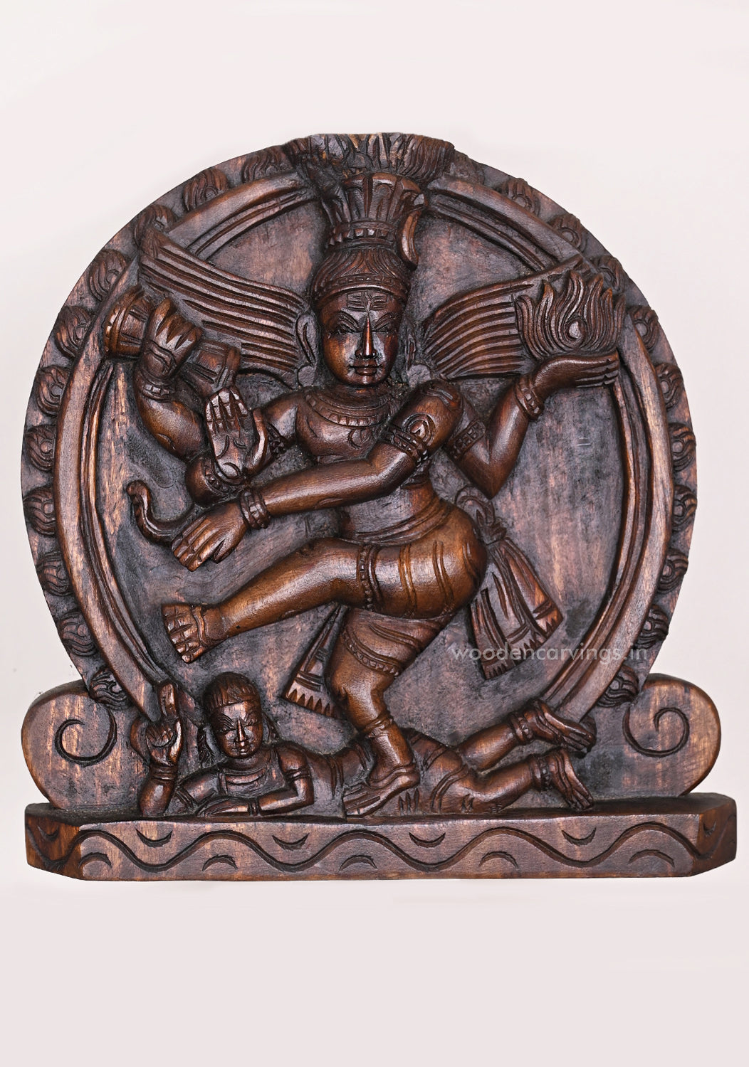 Blessing Lord Dancing Nataraja Perumal Wall Decor Fine Finishing Wall Mount Handcrafted Wooden Wall Mount 12"