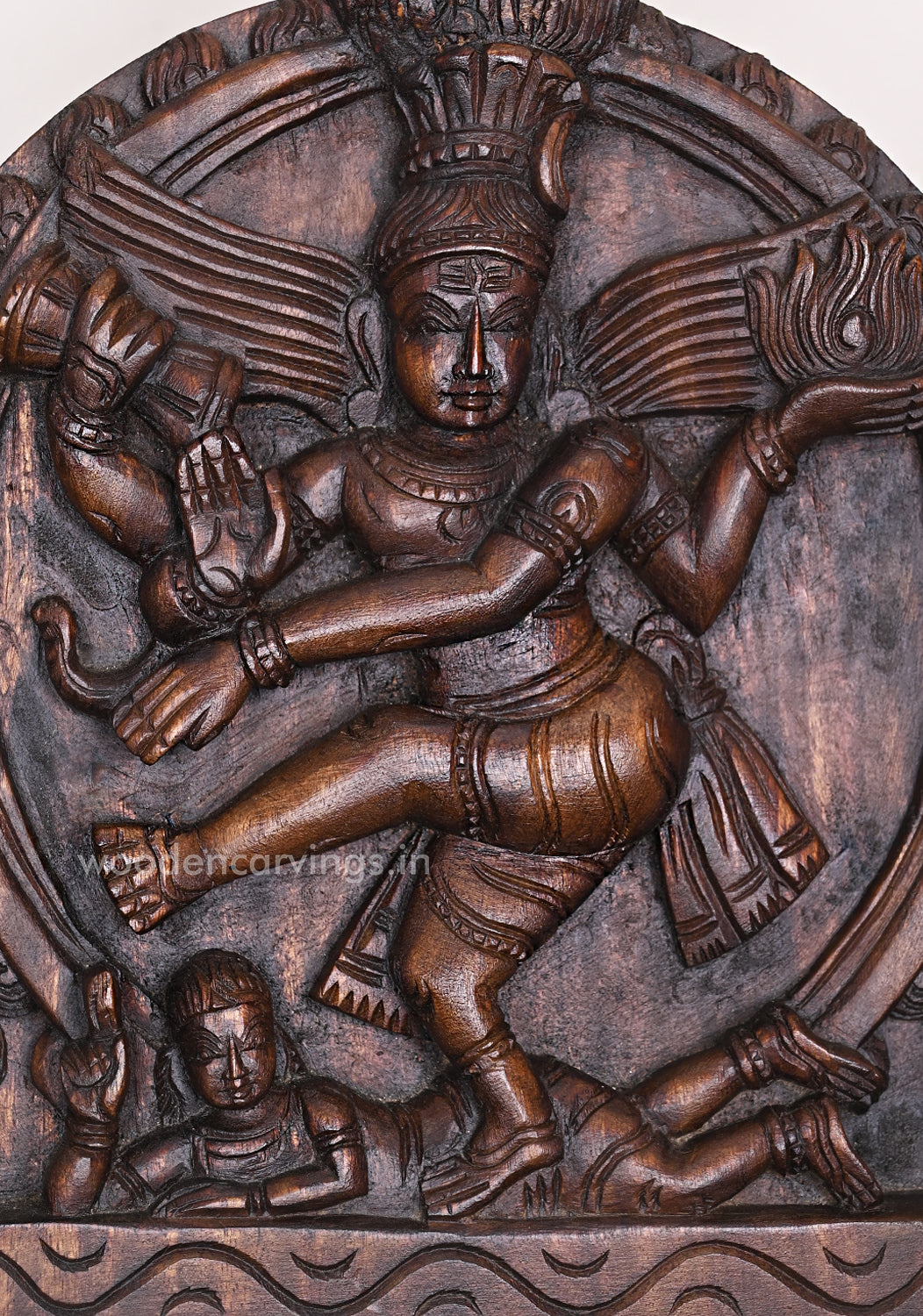 Blessing Lord Dancing Nataraja Perumal Wall Decor Fine Finishing Wall Mount Handcrafted Wooden Wall Mount 12"