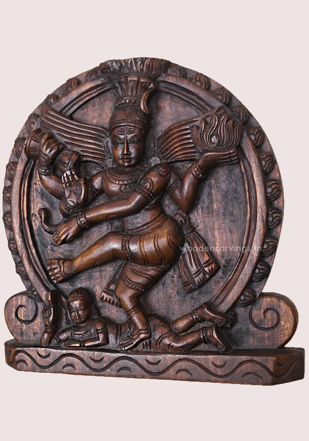 Blessing Lord Dancing Nataraja Perumal Wall Decor Fine Finishing Wall Mount Handcrafted Wooden Wall Mount 12"