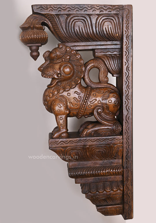 Wooden Briskly Standing Paired Ancient Animal Yaazhi Handcrafted Dome Fixed Wax Brown Wall Brackets 24"