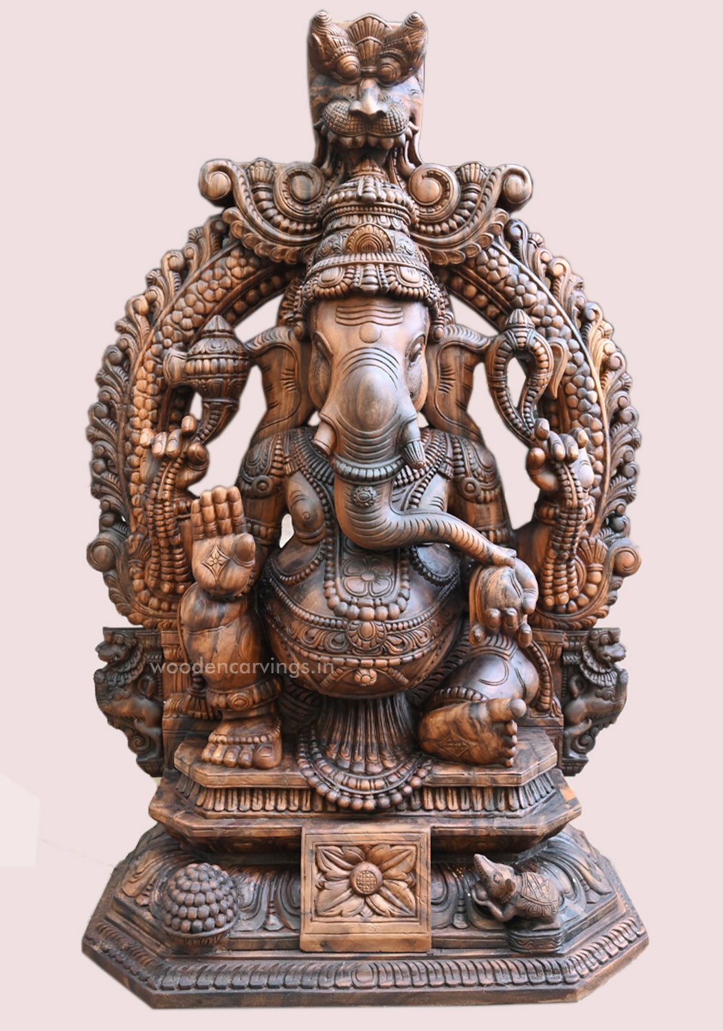 Prabhavali Blessing Lambodra Ganapathy Decorative Home and Pooja Room Decor Wax Brown Finishing Sculpture 60"