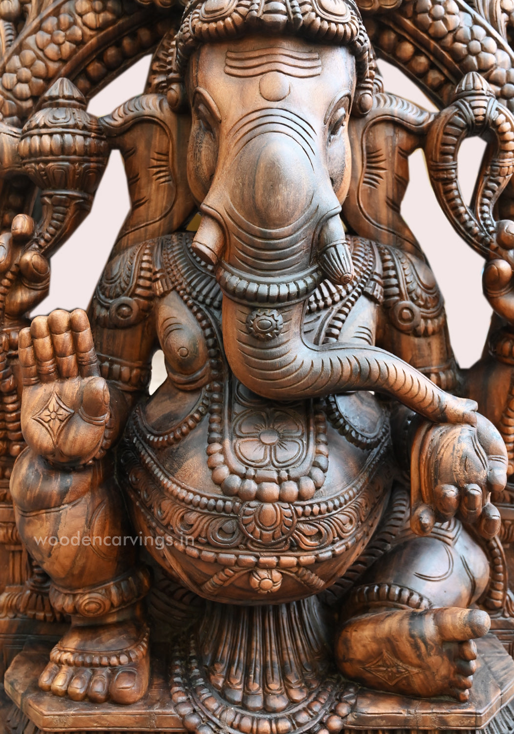 Prabhavali Blessing Lambodra Ganapathy Decorative Home and Pooja Room Decor Wax Brown Finishing Sculpture 60"