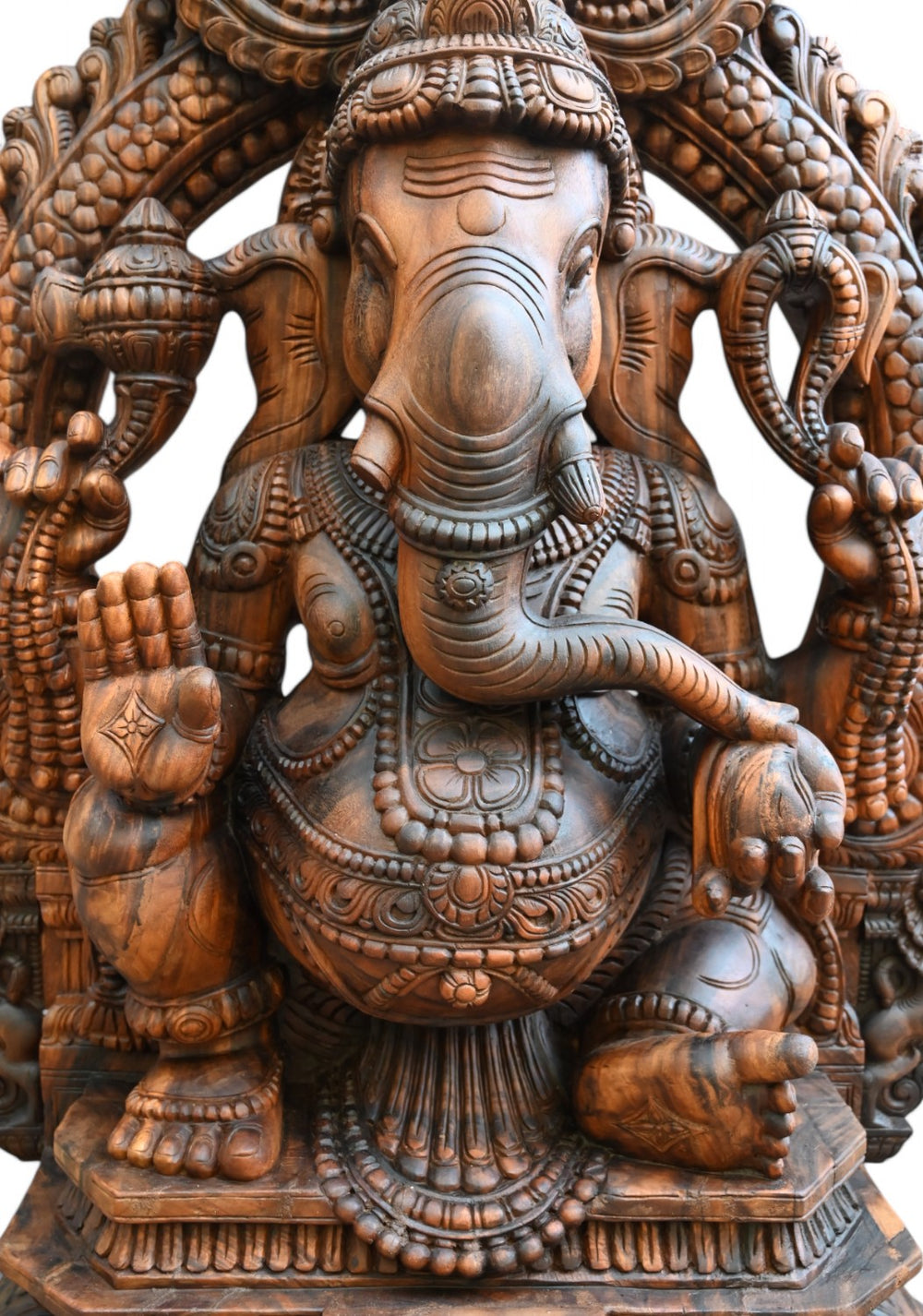 Lambodara Ganesha Wooden Statue – Divine Elegance 60"