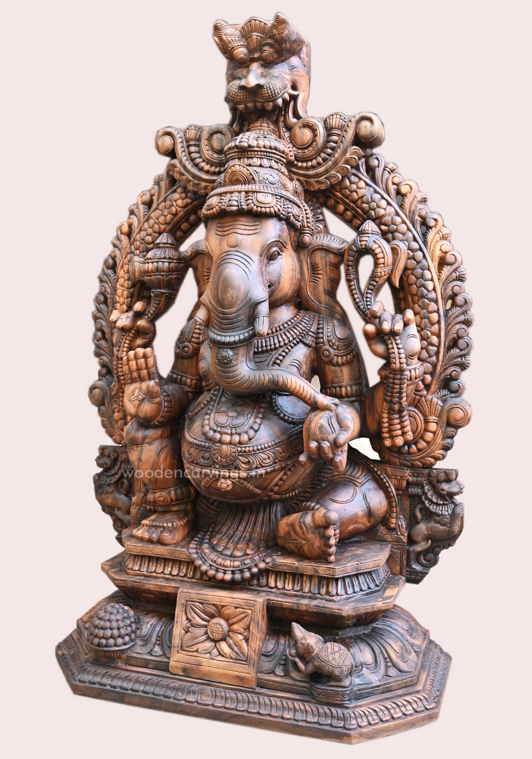 Prabhavali Blessing Lambodra Ganapathy Decorative Home and Pooja Room Decor Wax Brown Finishing Sculpture 60"