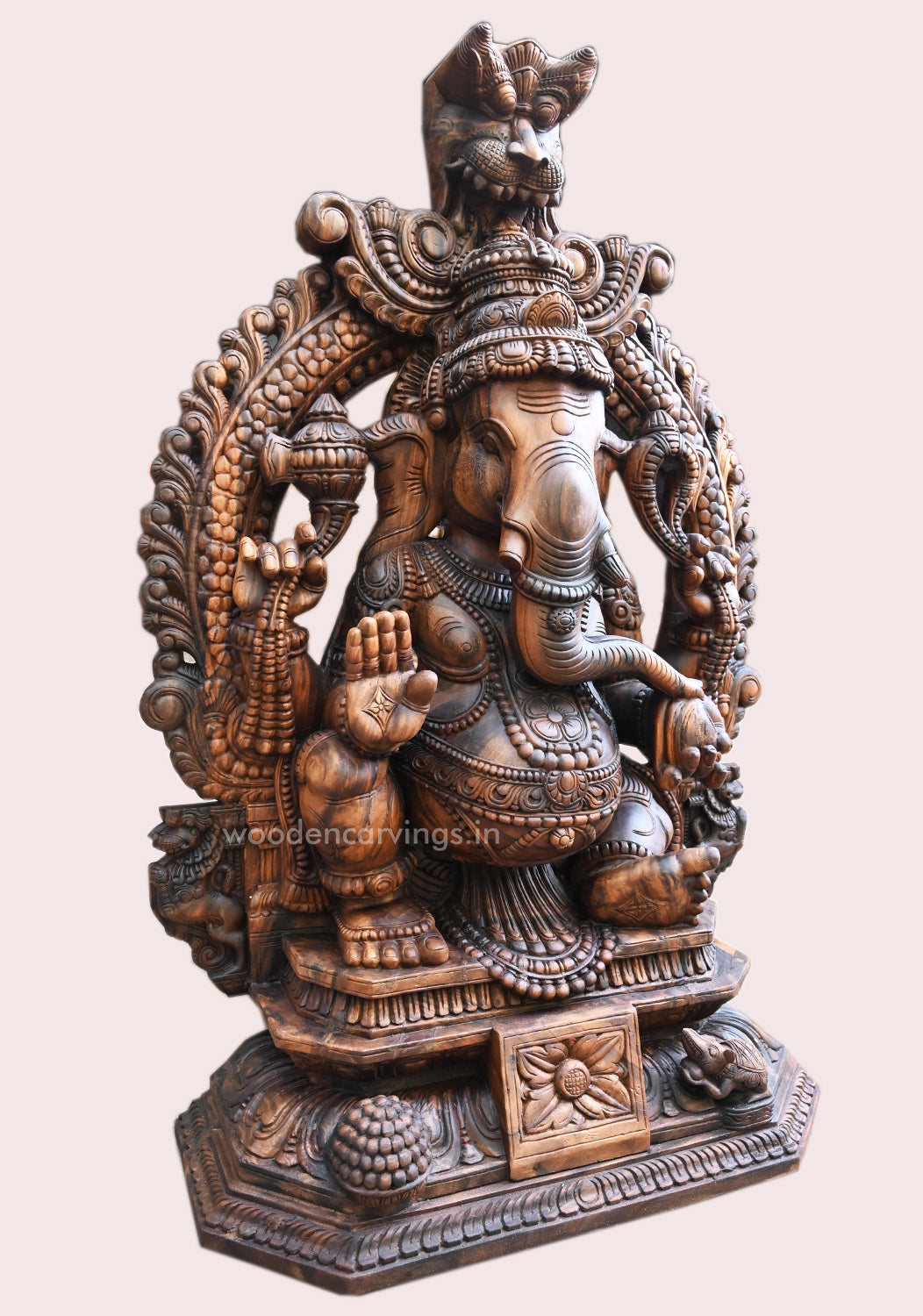 Prabhavali Blessing Lambodra Ganapathy Decorative Home and Pooja Room Decor Wax Brown Finishing Sculpture 60"