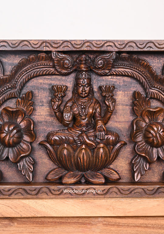 For Wall Decoration Goddess Mahalakshmi With Standing Goddess Kamadhenu Beautiful Hooks Fixed Wall Panel 38"