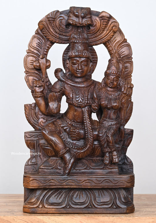 Beautiful Light Weight Blessing Lord Mahadev With Goddess Parvathi Kirthimukh Arch Design Handcrafted Sculpture 18"