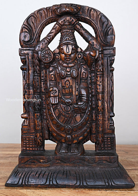 15" Wooden Lord Balaji Statue with Elementary Design