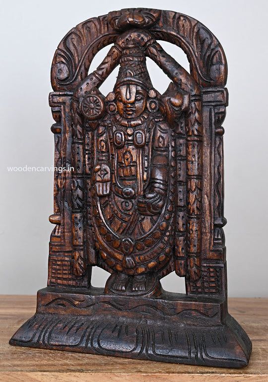 15" Wooden Lord Balaji Statue with Elementary Design