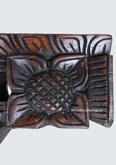 Light Weight Wall Decoration Wooden Flower Design Wax Brown Finishing Bodhil Paired Hooks Fixed Wall Brackets 9"