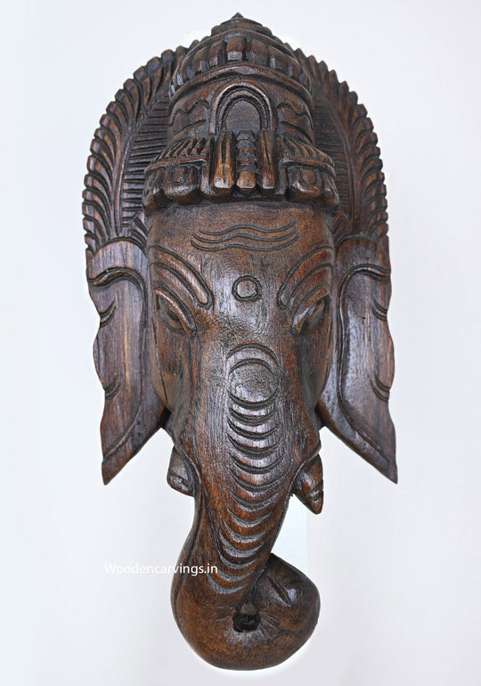 For Wall Decoration Hooks Fixed Lord Ganapathy Light Weight Wooden Mask Handcrafted Beautiful Wall Mount 13"