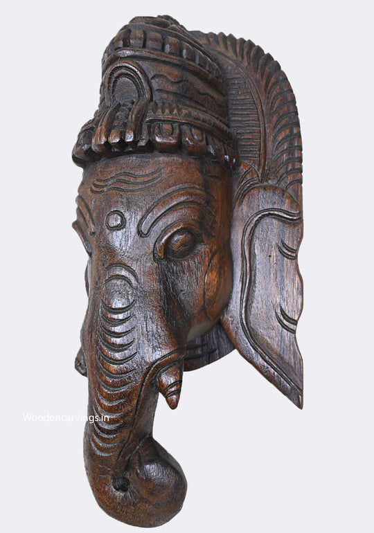 For Wall Decoration Hooks Fixed Lord Ganapathy Light Weight Wooden Mask Handcrafted Beautiful Wall Mount 13"