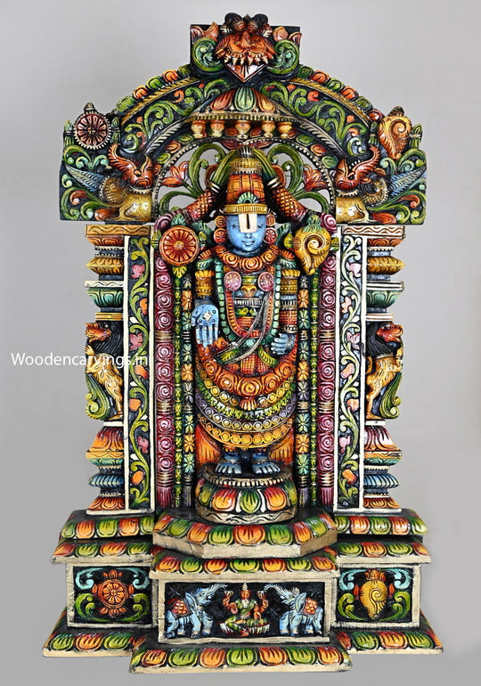 Tirupathi Balaji Prabhavali Multicoloured Wood Sculpture 41"