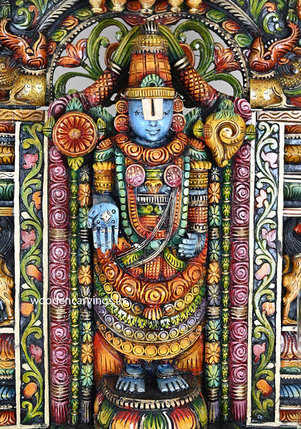 Tirupathi Balaji Prabhavali Multicoloured Wood Sculpture 41"