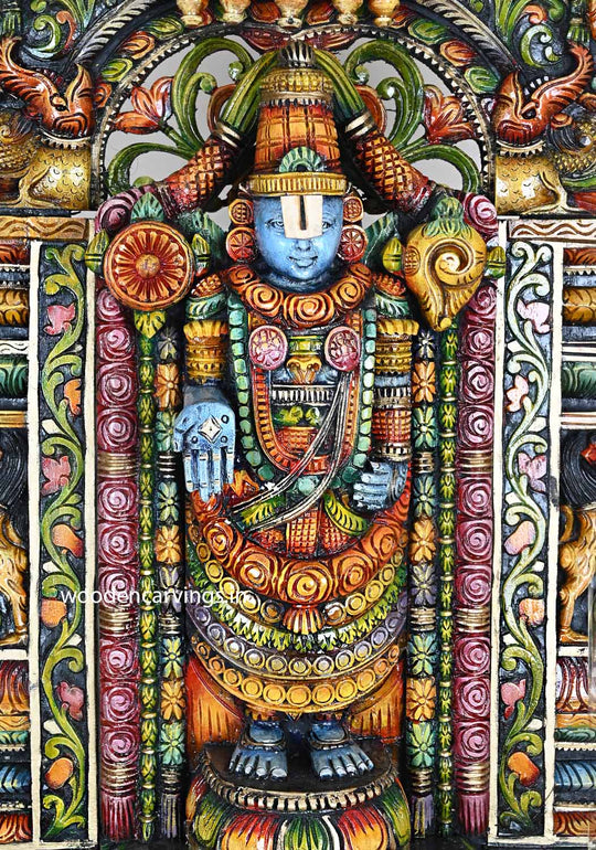 Tirupathi Balaji Prabhavali Multicoloured Wood Sculpture 41"