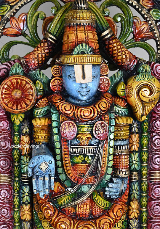 Tirupathi Balaji Prabhavali Multicoloured Wood Sculpture 41"