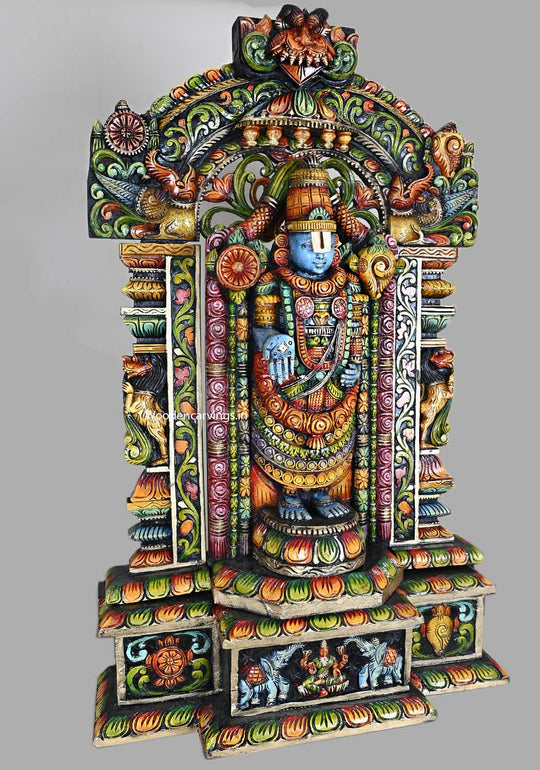 Tirupathi Balaji Prabhavali Multicoloured Wood Sculpture 41"