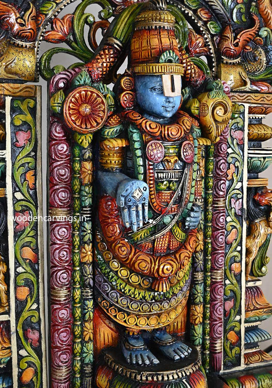 Tirupathi Balaji Prabhavali Multicoloured Wood Sculpture 41"