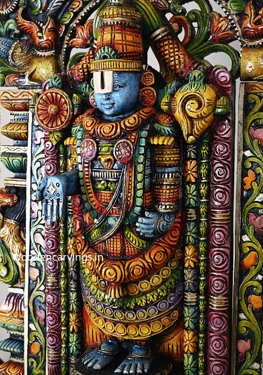 Tirupathi Balaji Prabhavali Multicoloured Wood Sculpture 41"